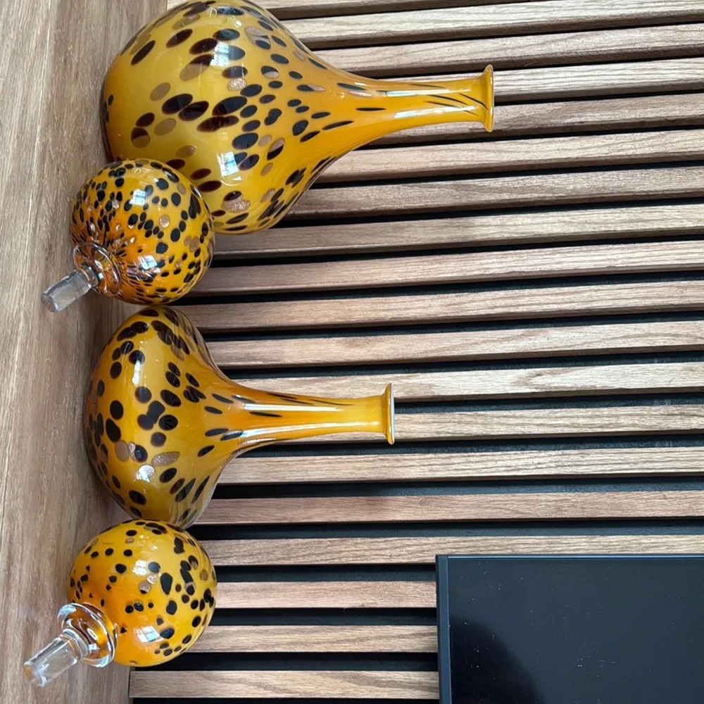 Elegant Amber and Black Glass Vases